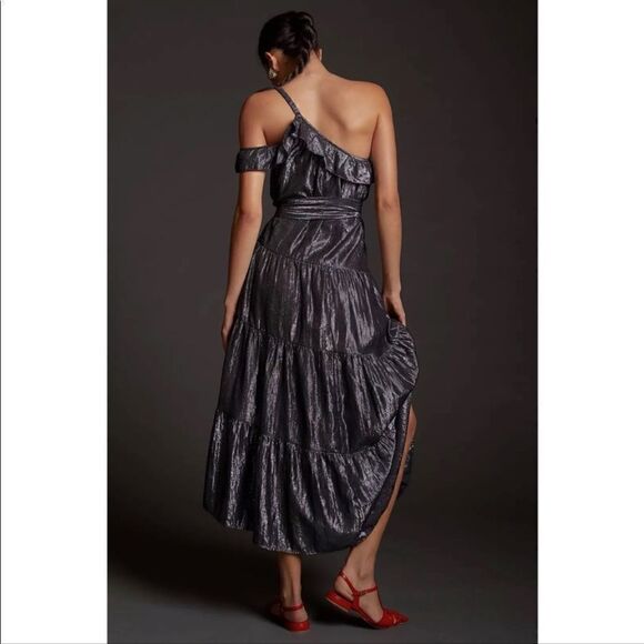 Anthropologie Maeve Ruffled One-Shoulder Midi Dress Size S - Picture 4 of 7